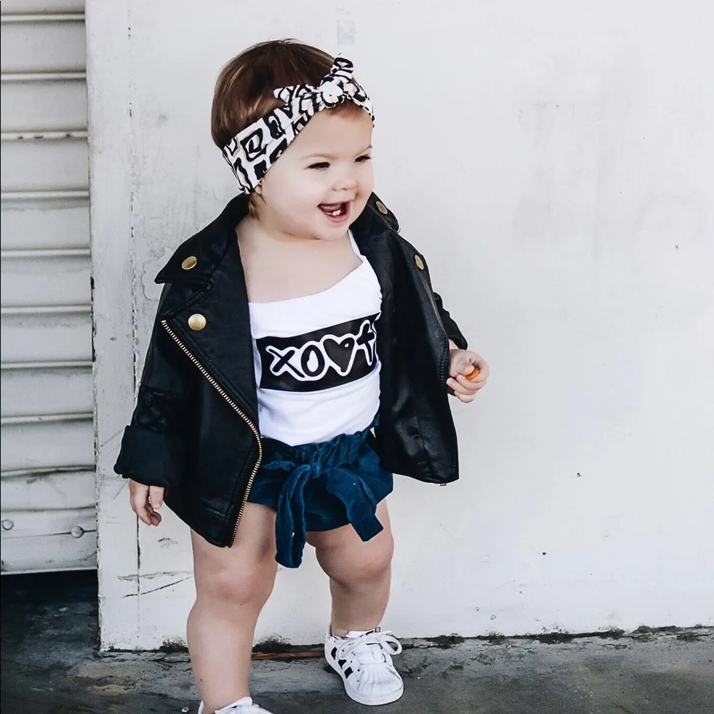Kids Black faux leather Unisex jackets - Picture 4 of 8